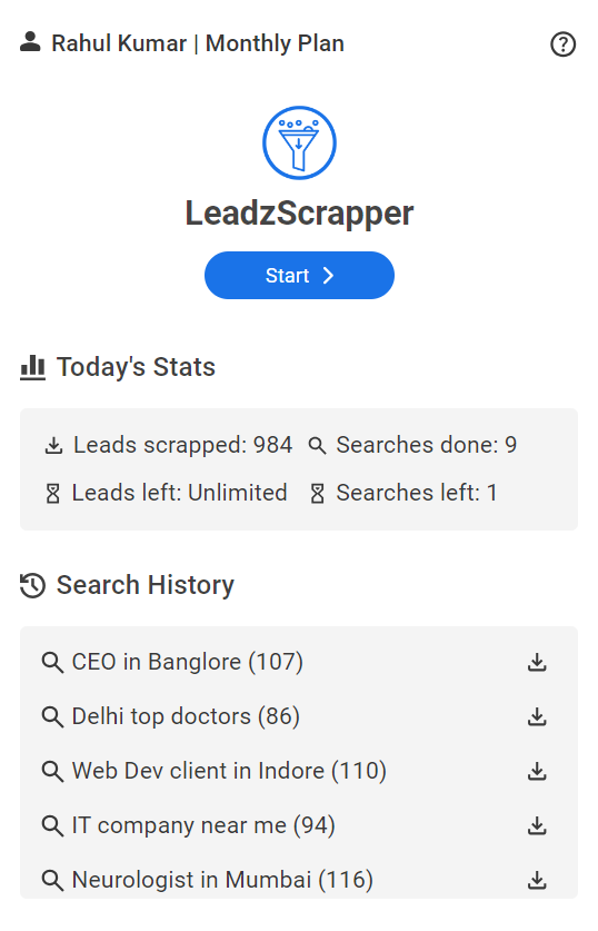 LeadzScrapper Extension